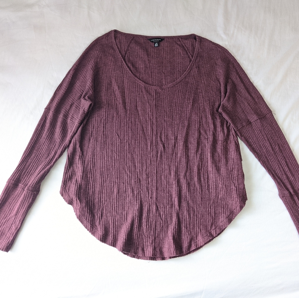 LUCKY BRAND Wine Colored Long Sleeve Shirt Women's Size Large